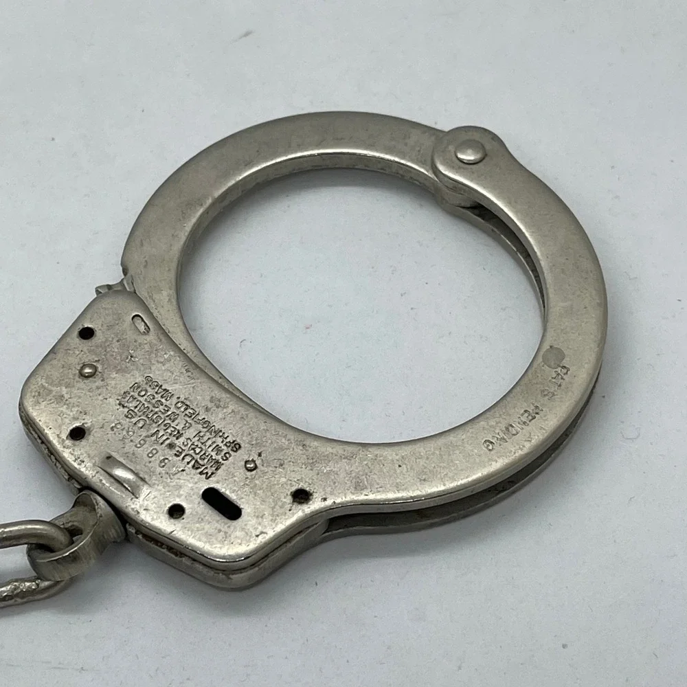 Vintage Smith & Wesson Handcuffs Model 100 Silver Restraints with Key S&W Cuffs